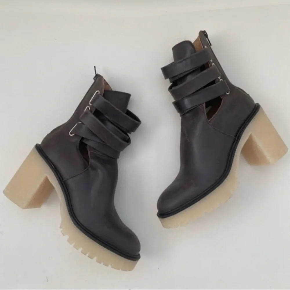 Free People Leather Strappy Heel Boots - Picture 1 of 7